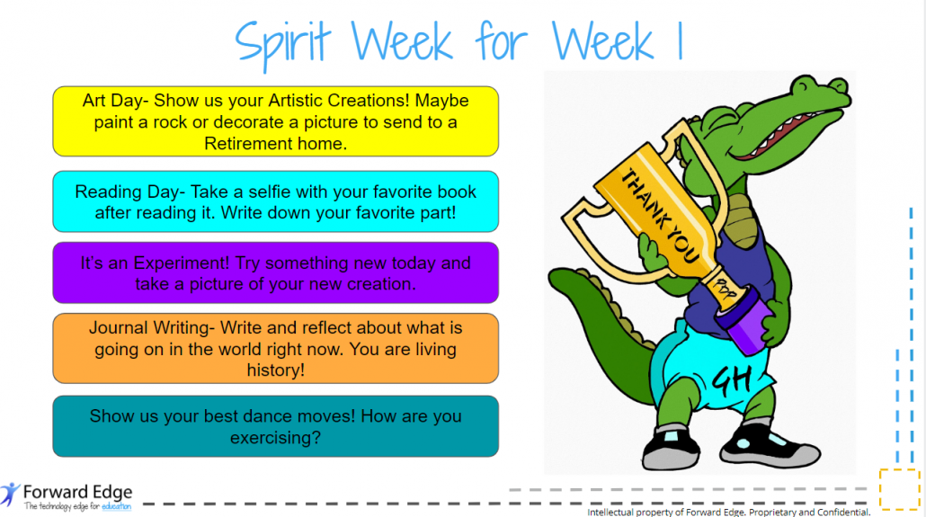 Image of Spirit Week Ideas for Week 1 - Distance Learing Presentation