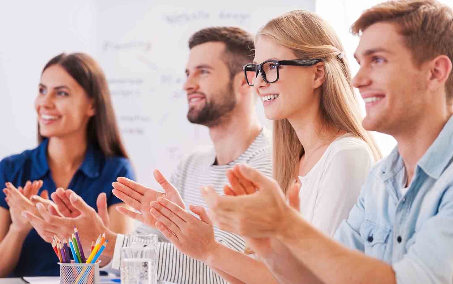 Image of College Students Applauding Image of College Students Applauding