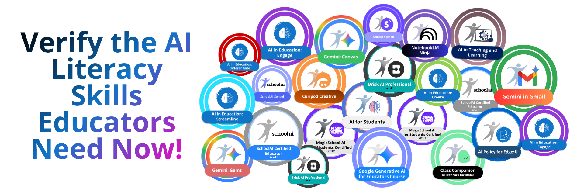 Image showcasing Edge•U Badges AI Microcredentials, the AI Literacy Skills Educators Need Now!